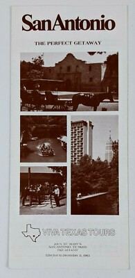 1983 San Antonio TX Viva Texas Tours Vintage Travel Brochure Romantic Getaway