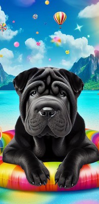 Shar Pei Black - Best of Breed DCR 100%  Micro Fiber Beach Towel Quick Dry