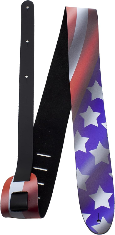 Perri'S Leathers Ltd. - Guitar Strap - Direct to Leather - USA Flag- Adjustable