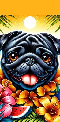 Pug Black -  Best of Breed DCR 100%  Micro Fiber Beach Towel Quick Dry