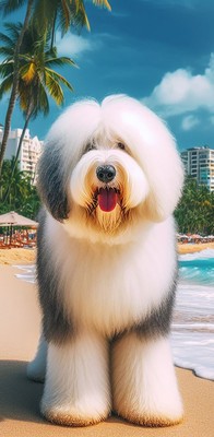 Old English Sheepdog - Best of Breed DCR 100%  Micro Fiber Beach Towel Quick Dry
