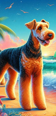 Airedale - Best of Breed DCR 100%  Micro Fiber Beach Towel Quick Dry