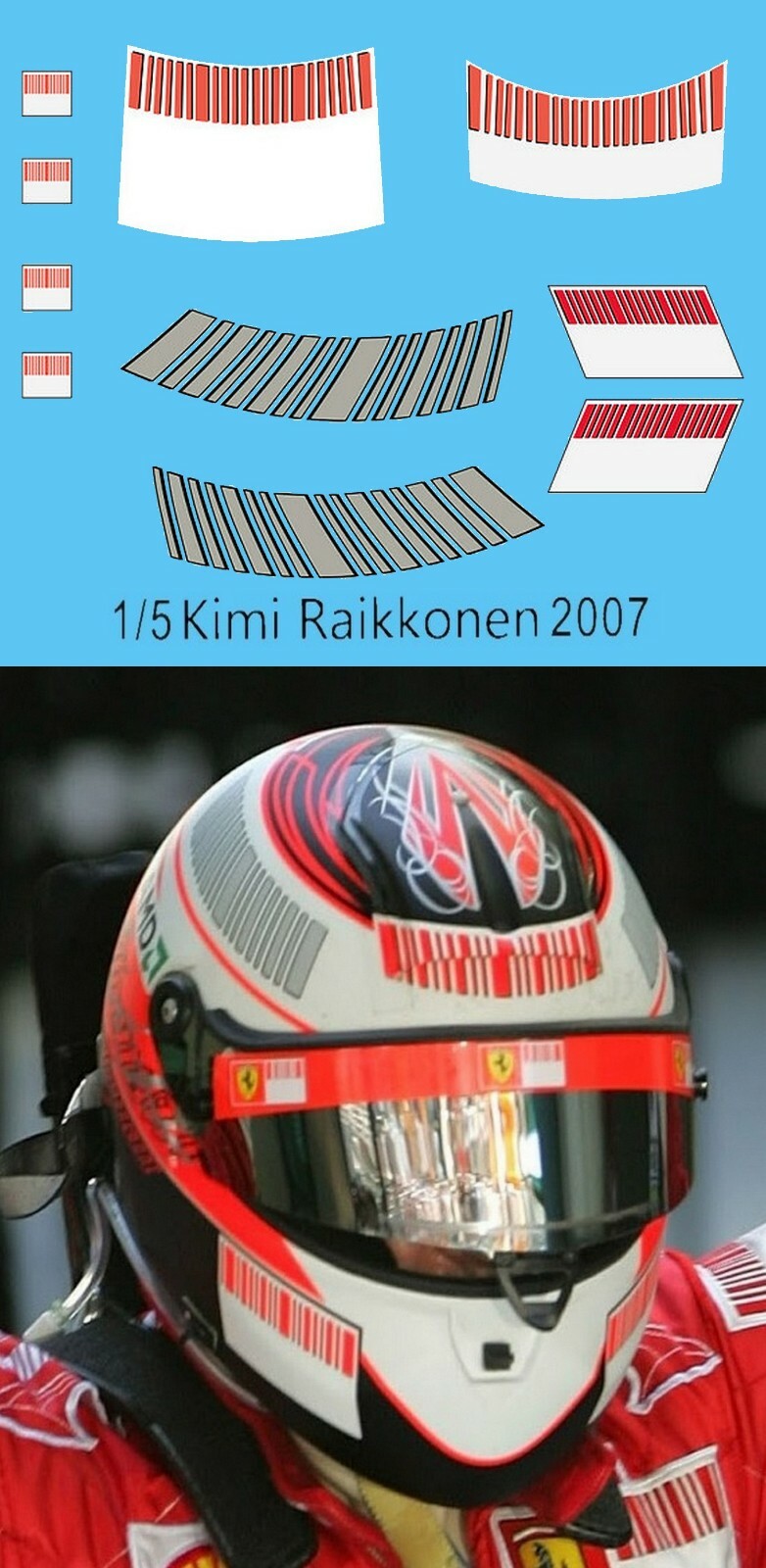 スポーツ選手 K.Raikkonen 2007 Ferrari Used Visor KIMI RAIKKONEN 2007 SIGNED HELMET VISOR TRIBUTE 1:1 FULL