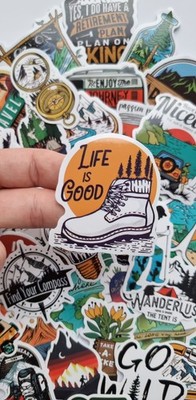 49 x TRAVEL CAMPING HIKING EXPLORE Stickers Scrapbooking Journal Holiday Outdoor
