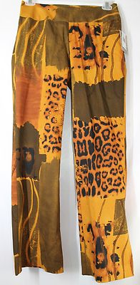 NWT f.b. malik Women's 12 34X32 Stretch Golden Jungle Side Zip Bell Bottom Pants