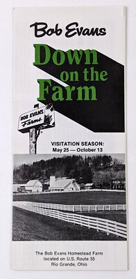 1980s Bob Evans Down on The Farm VTG Travel Newsletter Brochure Rio Grande Ohio