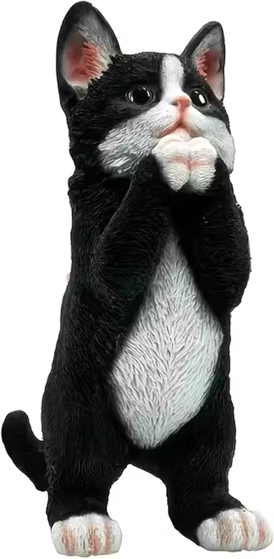Praying Tuxedo Statues Outdoor Decorative, Cat Memorial Statue for Yard Lawn Pat
