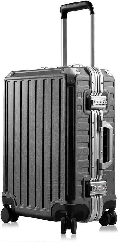 LUGGEX Carry on Luggage with Aluminum Frame, Polycarbonate Zipperless Luggage wi