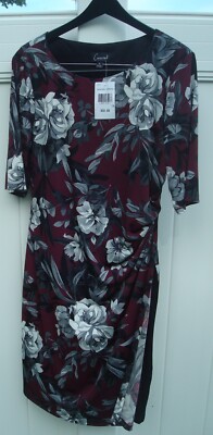 CONNECTED Sheath Dress Purple Floral Size 14 Pleat Front