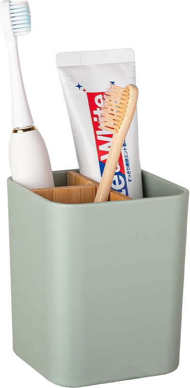 Bamboo Toothbrush Holder for Bathrooms, 3 Slots Kids Toothbrush and Toothpaste H