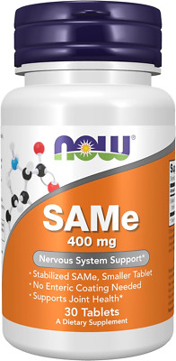 NOW Foods SAMEe (S-Adenosyl-L-Methionine) 400mg, Nervous System Support, Tablets
