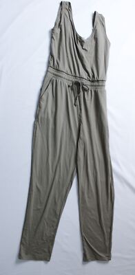 Mono B Women's Chic Fit Drawstring Waist Tank Jumpsuit EJ2 Warm Grey Large NWT 