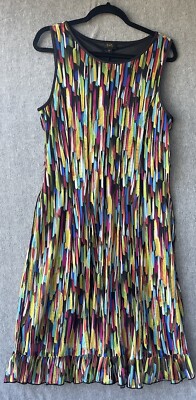 ILE New York  A line Dress Women s 14 Rave Club Party Designer Rainbow Bohemian