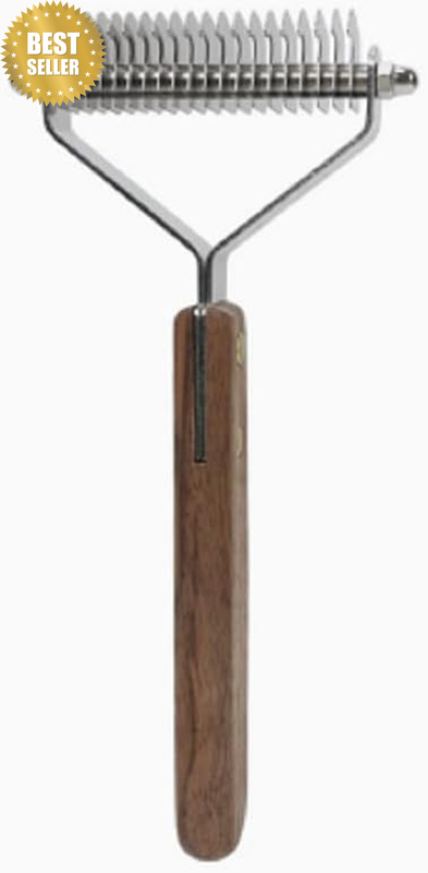 Blunt Dematting Undercoat Grooming Rake Stripper Tool for Dogs and Cats, Stainle