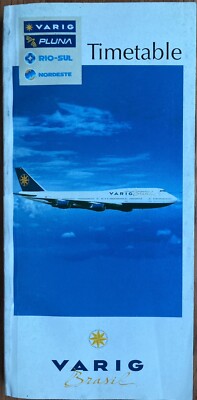 VARIG AIRLINES CRUZEIRO RIO-SUL WORLDWIDE TIMETABLE MAR 1997  ROUTE MAP B747