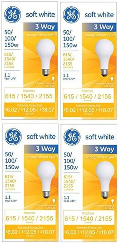 GE 97494 Lighting 50/100/150-Watt, 3-Way Light Bulb, Soft White, 4-Pack