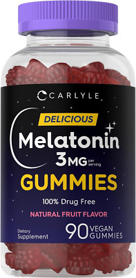 Melatonin Gummies 3Mg 90 Count Fruit Flavor Gummy Supplement 100% Drug Free Supp