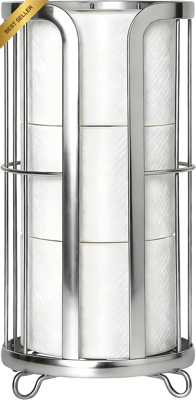 Freestanding Toilet Paper Holder with Storage, Modern Toilet Paper Storage Stand