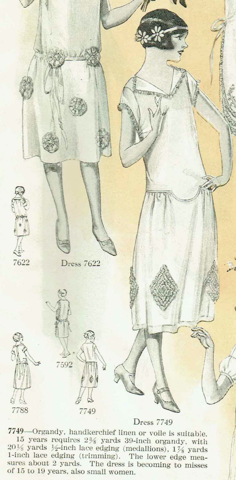Vintage Sewing Pattern 1920s Ladies' Slip-On Dress Bust 35