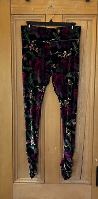 Killstar Womens Pandora Moth Head Velvet SOLD OUT Leggings Size Medium Black NEW