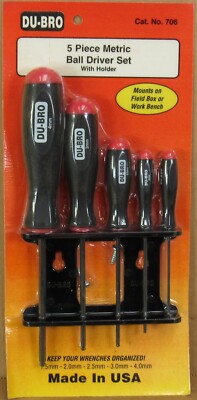 Du-Bro 706 5-Piece Metric Ball Drivers w/ Holder NIP