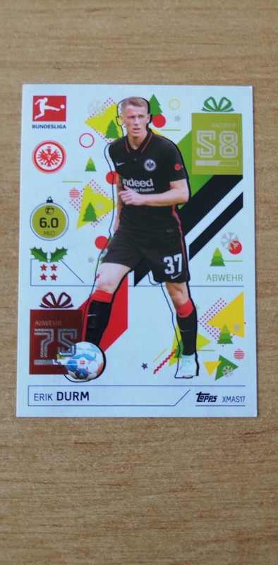 Football Card Topps Match Attax 2021 2022 Bundesliga NÂ° Xmas17 Durm / Frankfurt