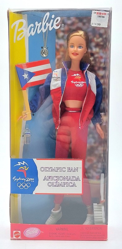 Olympic Games Sydney 2000 Puerto Rican Fan Barbie Puppe / Mattel 26053, Nrfb