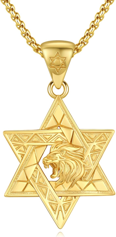 Star of David Necklace for Men 925 Sterling Silver Jewish Star Pendant Necklace