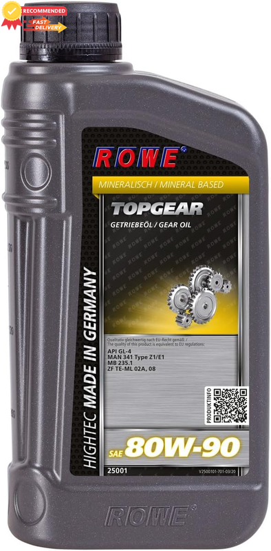 Hightec SAE 80W-90 Gear Oil 1L Topgear Transmission Fluid 80W90