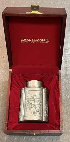  SELANGOR PEWTER 茶筒 Royal Selangor Pewter Tea Caddy Flask with Wooden Box 4.25