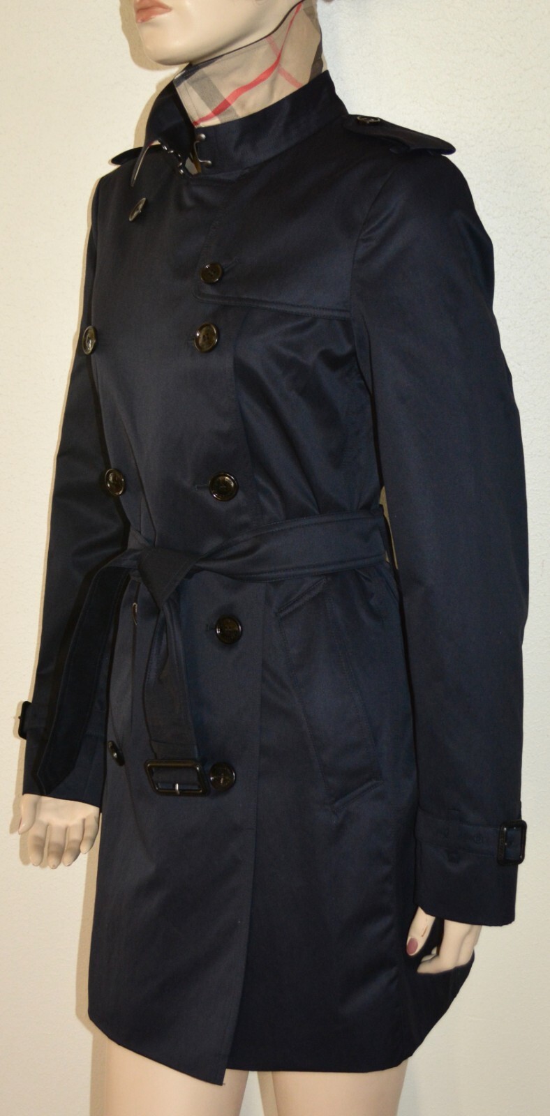 Pre-owned Burberry Harbourne Double Breasted Trench Coat Us 4 Eu 38 In Blue