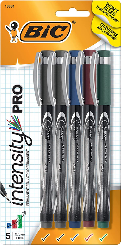 BIC Intensity Fineliner Pro Marker Pen, Fine Tip (0.5Mm), Assorted Colors, Smoot