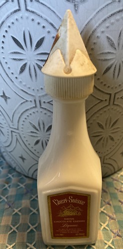 CHERI - SUISSE MINIATURE LIQUER Swiss Chocolate Cherry Liqueur Milk Glass