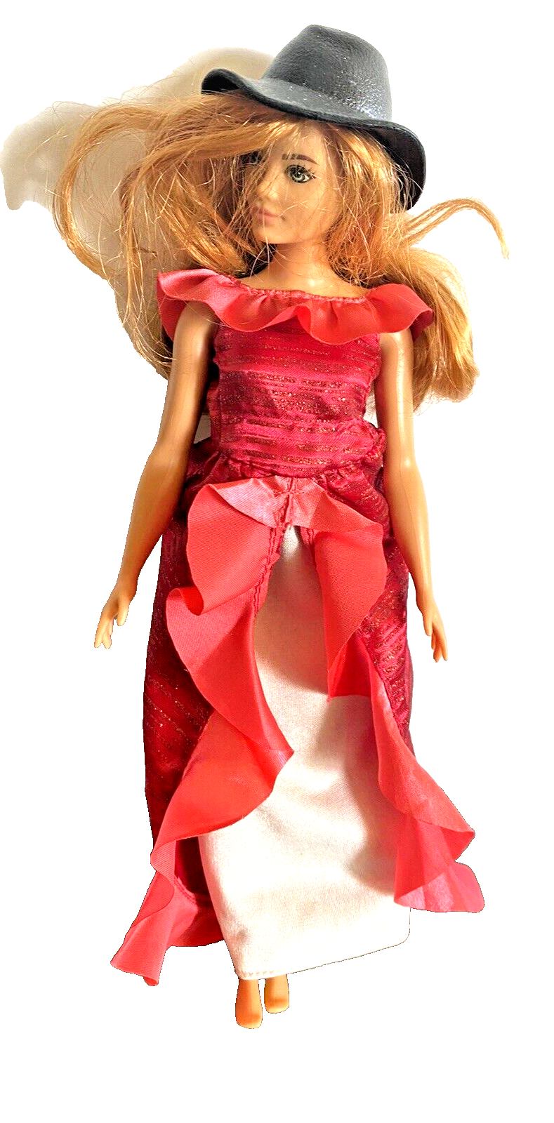 Barbie doll red haired plus sized doll with hat Curvy Fashion Doll 2015 Mattel