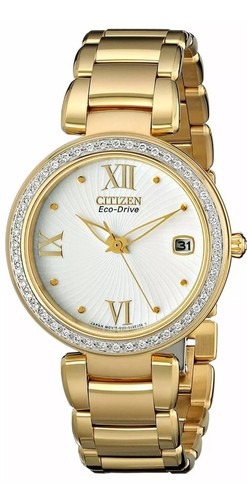 Pre-owned Citizen Eco-drive Women's Diamond Accent Gold Watch 33mm Eo1102-51a