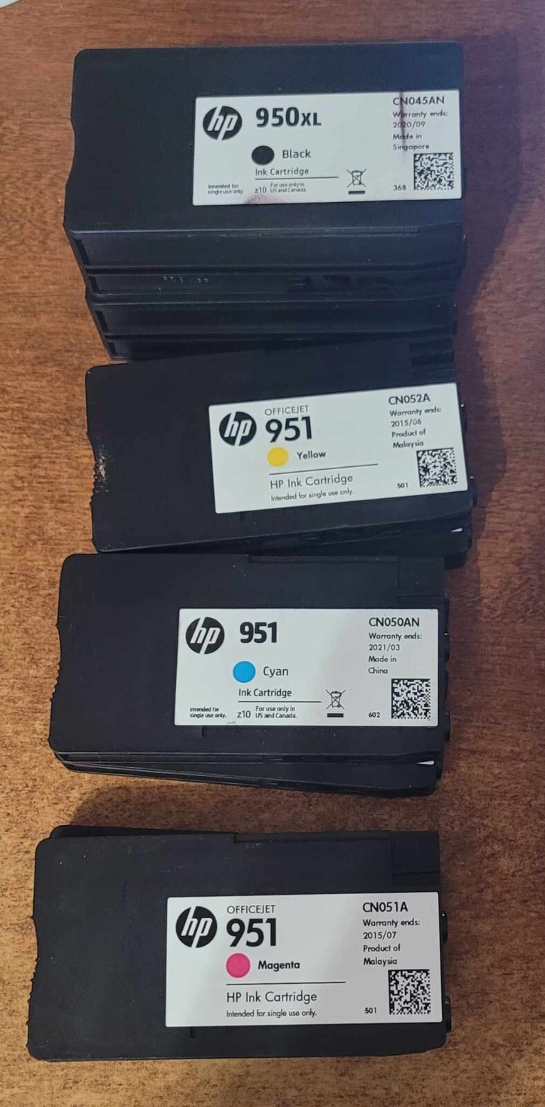 HP 950XL Black and 951XL - Used Empty Virgin Ink Cartridges Lot of 8 - C M Y