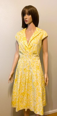 PS Style Cotton Yellow Floral Pleated Dress Size 10