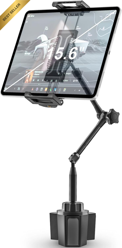 Tablet Holder for Car Cup Holder, [Full Motion Swivel 19.7