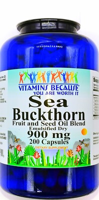 900mg Sea Buckthorn Fruit Seed Oil BLEND 200 Capsules Omega 3 6 7 9 Supplement