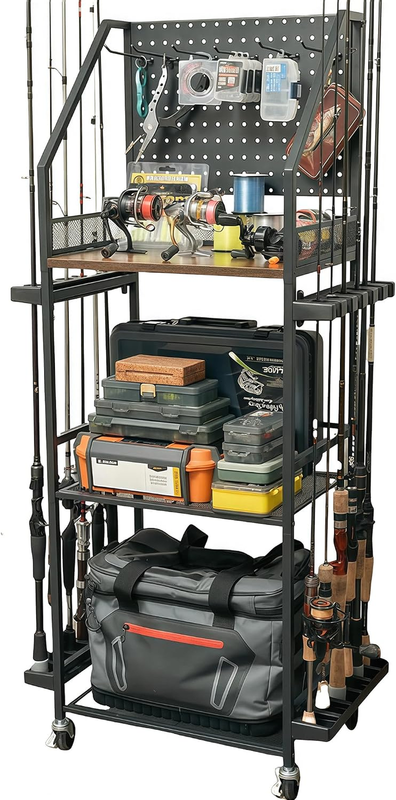 Fishing Rod Holders for Garage, Fishing Pole Holder with 12-Rod Capacity, Pegboa