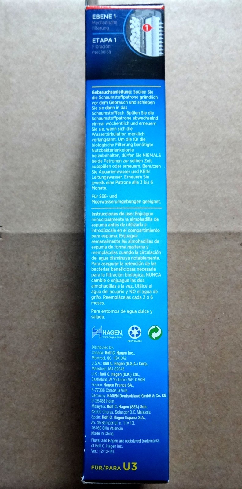 Fluval U-sereis Underwater Filter Foam Pads Foam Pad For U3 Filter (2 Pack)