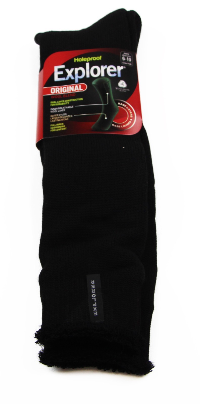 5 PACK x LONG MENS ORIGINAL HOLEPROOF EXPLORER WOOL SOCKS BLACK NAVY