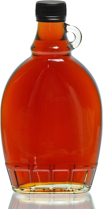 12Oz Glass Maple Syrup Bottles with Loop Handle & Tamper Evident Lids Case of 12