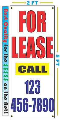 custom FOR LEASE Vertical Banner Sign NEW Larger Size Best Quality for the $$