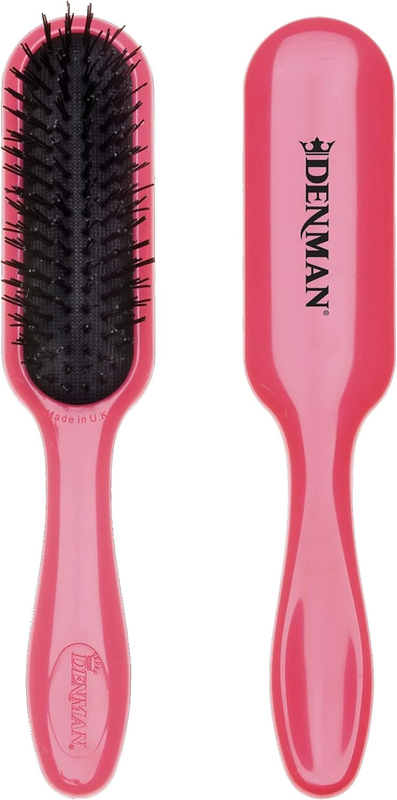 Denman Tangle Tamer Mini (Pink) Detangling Brush for Curly Hair and Black Natur