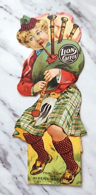 Lion Coffee die cut trade card TOM TOM THE PIPER S SON