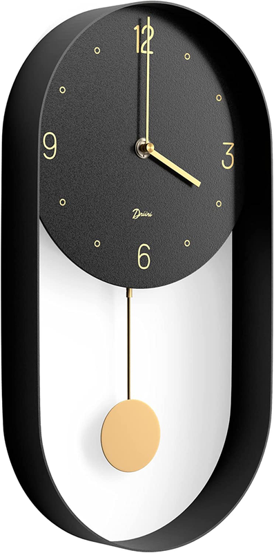 Modern Pendulum Wall Clock Decorative Unique Metal Frame Analog 8