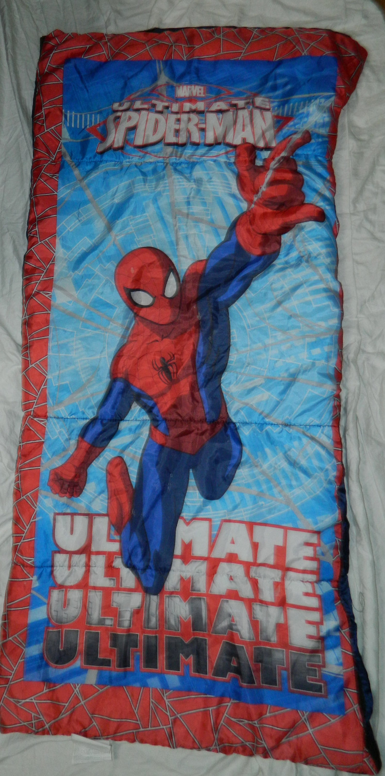 Youth Marvel Spider-Man Reversible Sleeping Bag measures 56x28