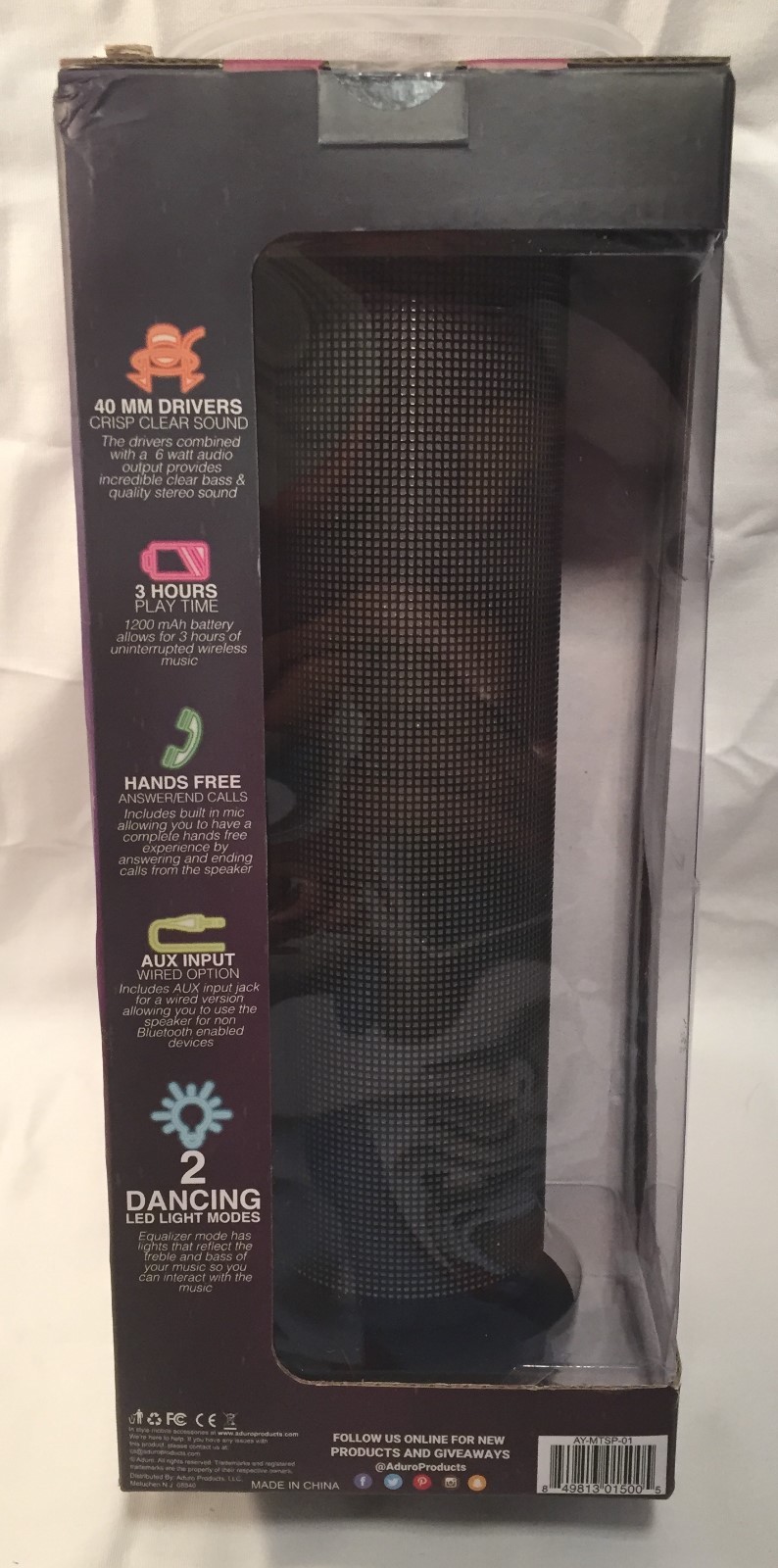 Aduro LED Bluetooth Speaker with Pulsating Lights, Wireless Color Changing