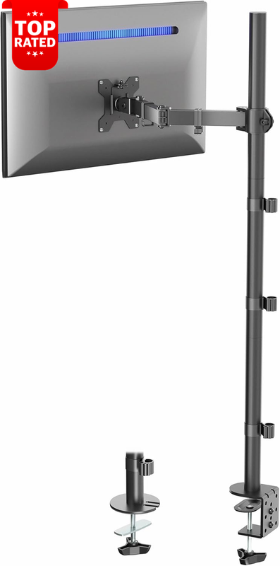 Tall Single Monitor Desk Mount 39 Inch Pole Adjustable for 13-32" Screens